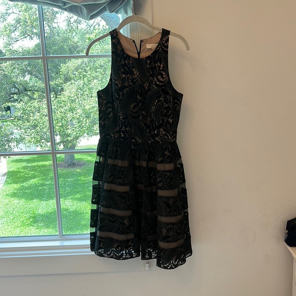 Aidan Black lace dress with cream underneath it - Picture 1 of 3